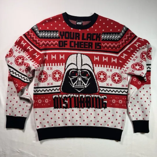 Discover STAR WARS Ugly Christmas Pullover Sweater Darth Vader Adult L Black/Red/Gray