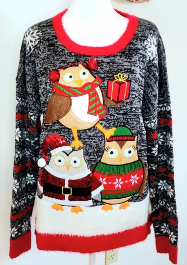 Discover United States Sweaters Holiday OWLS BEARING GIFTS Ugly Christmas Sweater Size XL