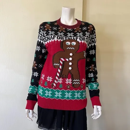 Discover Ugly Christmas Sweater Unisex Small Gingerbread