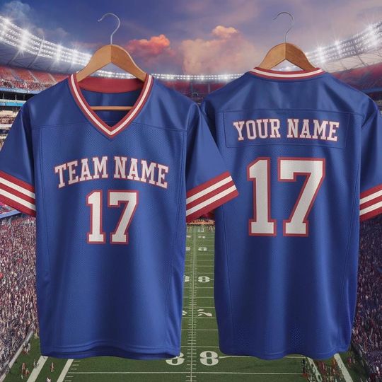 Discover Custom America Team Football Game Jersey, Blue Football Jersey With Name Number, America Football Jersey, Gifts Idea for Football Lover/Fan