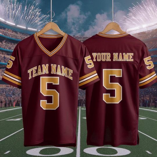 Custom America Team Football Game Jersey, Maroon Football Jersey With Name Number