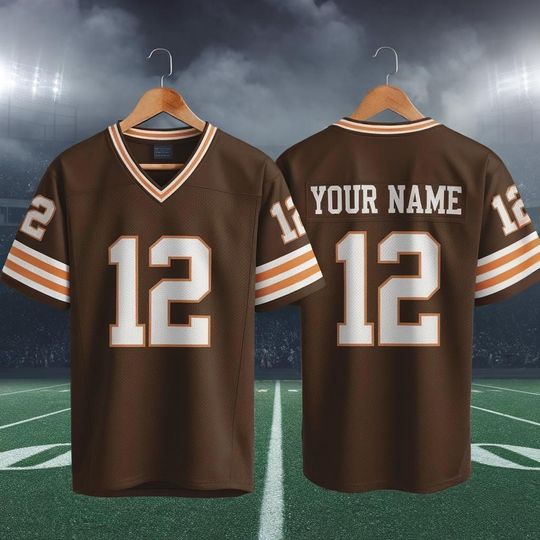 Custom America Team Football Game Jersey, Brown Football Jersey With Your Team Name
