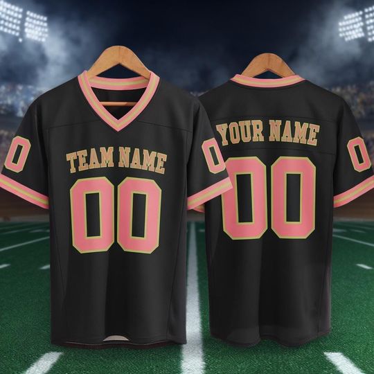 Discover Custom Black and Pink Football Game Jersey,  America Fan Football Jersey, Football Jersey With Your Team Name, Gifts Idea for Football Lover
