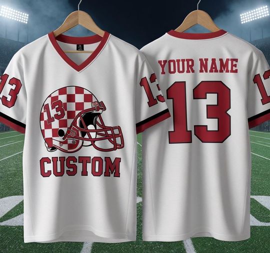 Discover Custom Checkered Name And Number Football Jersey, Football Shirt, Football Player Gift, Football Season Game Day Jersey, Football Jersey