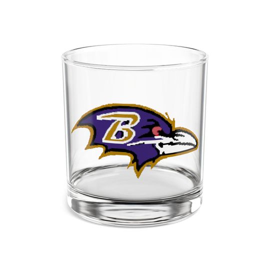 Baltimore Ravens Rocks Glass - 11oz Whiskey Glass, Unique football Fan Gift, Football Barware Rocks Glass, 10oz