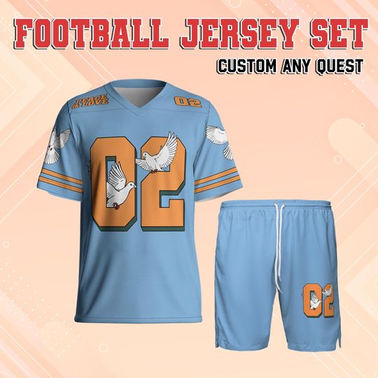 Discover Custom Name And Number Dove Light Blue Mesh Football Jersey, Football Jersey for Kid Youth Adult, Concert Jersey, Y2K Style Football Jerseys