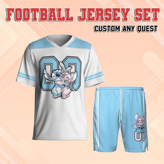 Discover Custom Disney Stitch And Angel Football Jersey, Lilo and Stitch Football Jersey, Football Jersey for Kids Youth Adult, Disney Family Jersey