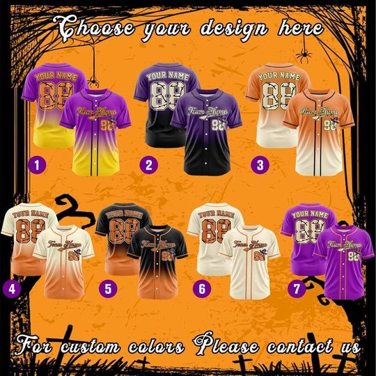 Discover Custom Halloween Baseball Jersey - Personalized Name & Number Team Jersey - Spooky Uniform Costume Outfit - Halloween Party Gift