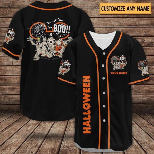 Discover Personalized Halloween Mouse Baseball Jersey - Custom Name Spooky Jersey Shirt - Halloween Costume Party Outfit Gift