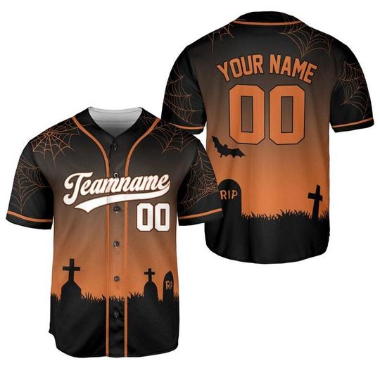 Custom Halloween Baseball Jersey - Personalized Name  Number