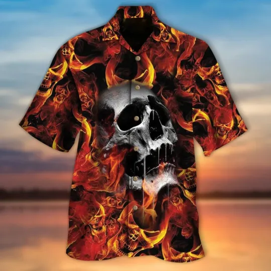 Discover Skull Fire Hawaiian Shirt for Men and Women, Hawaii Beach Shirt