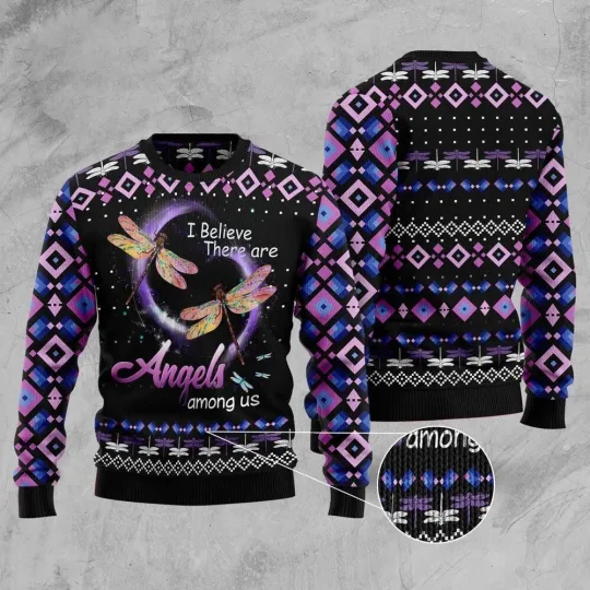 Discover Dragonfly Angels Ugly Christmas Sweater, Christmas Sweater, Ugly Xmas Sweater