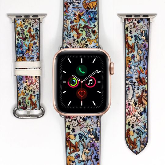Disney paw inspired print for Apple Watch Band 38 40 41 mm / 42 44 45 49 mm, silicon watch strap for All Series, Disney Dog Puppies kd-aoao