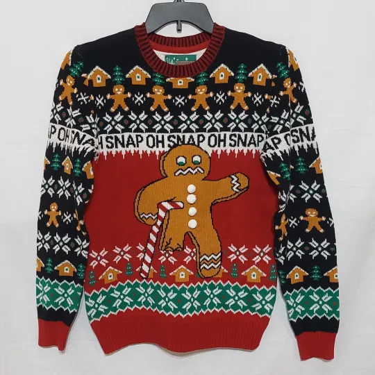 Discover UGLY CHRISTMAS SWEATER OH SNAP GINGERBREAD SWEATER WOMENS MEDIUM RED GREEN