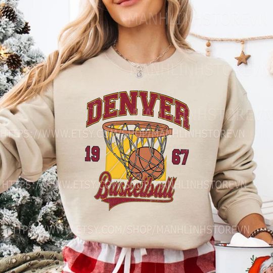 Discover Vintage Denver Nugget Sweatshirt, Gifts for Basketball Fans