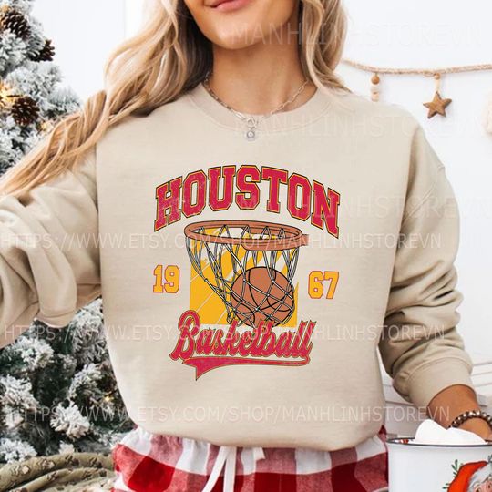 Vintage Houston Rocket Sweatshirt, Gifts for Basketball Fans