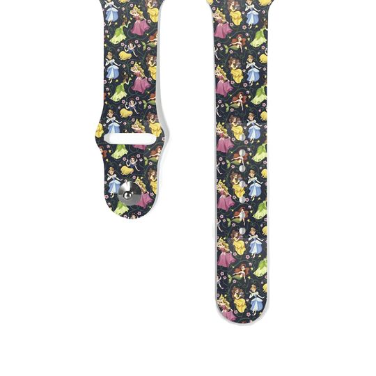Discover Disney Princess Apple Watch Band 38 40 41 mm and 42 44 45 49 mm for All Series, apple watch women, Silicone strap, black k192
