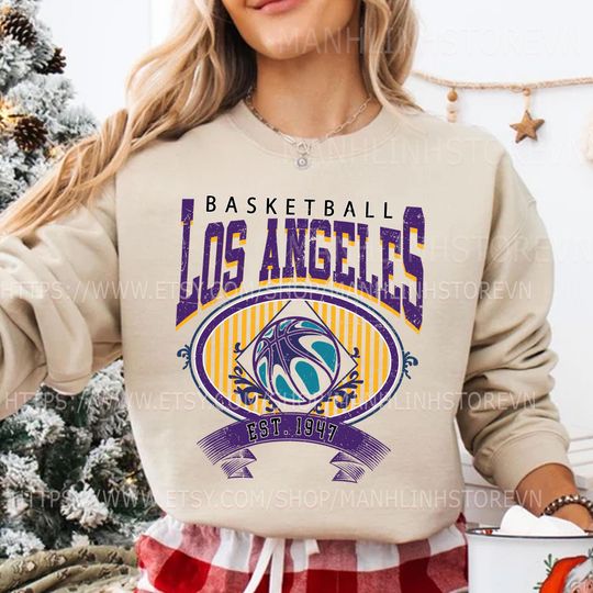 Discover Los Angeles Basketball Sweatshirt, Gifts for Basketball Fans