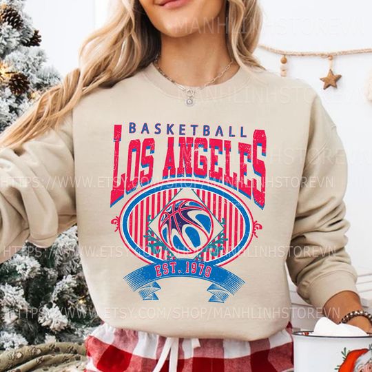 Los Angeles Basketball Sweatshirt, Gifts for Basketball Fans