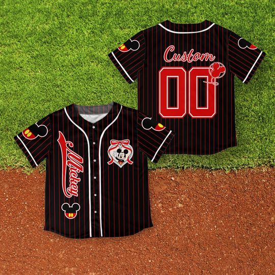 Personalized Coquette Bow Disney Mickey Mouse Baseball Jersey