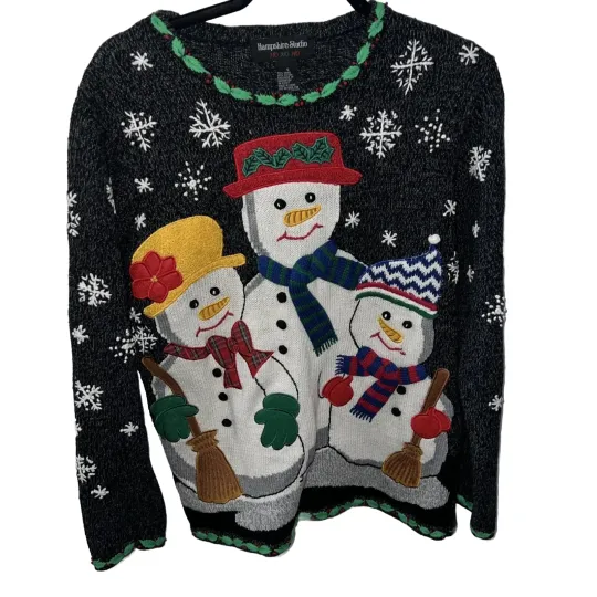 Hampshire Studio Ugly Christmas Snowman Sweater  Womens Size S REALLY UGLY!