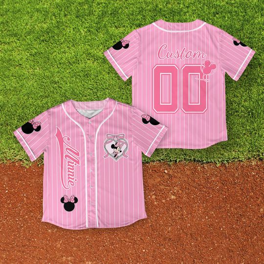 Discover Personalized Coquette Bow Disney Minnie Mouse Baseball Jersey
