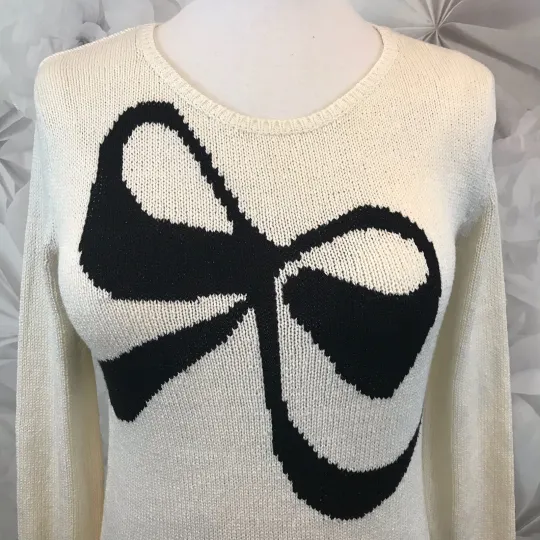 Discover Ugly Christmas Sweater Big Black Bow Off White Sz 10