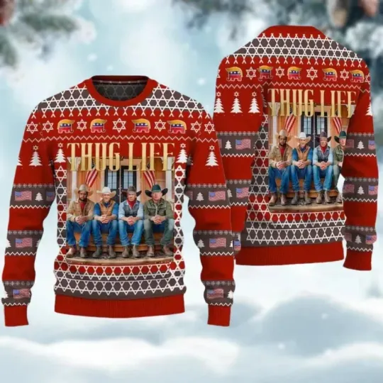 Donald Trump Thug Life Ugly Sweater, Election 2024 Sweatshirts, Maga Trump Gift