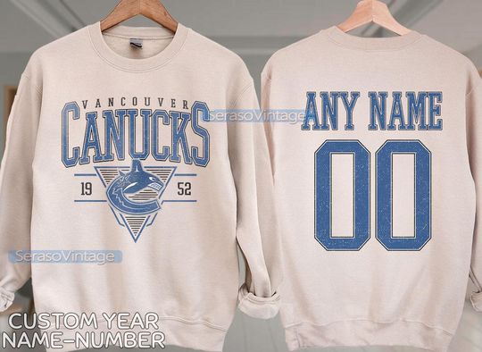 Discover Personalized Vancouver Canucks Sweatshirt, Vancouver Canucks shirt, Vancouver Hockey shirt, Custom Hockey Shirt, Hockey Number Shirt