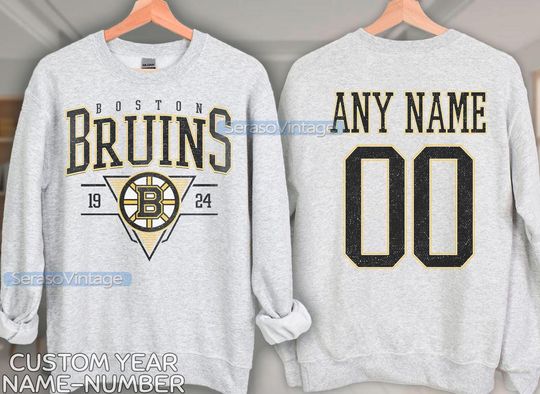 Personalized Boston Bruins Sweatshirt, Boston Bruins shirt, Boston Hockey shirt, Custom Hockey Shirt, Hockey Number Shirt