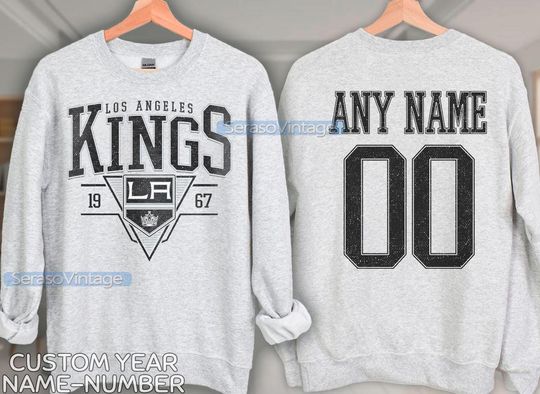 Personalized Los Angeles Kings Sweatshirt, Los Angeles Kings shirt, Los Angeles Hockey shirt, Custom Hockey Shirt, Hockey Number Shirt