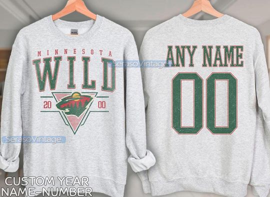 Personalized Minnesota Wild Sweatshirt, Minnesota Wild shirt, Minnesota Hockey shirt, Custom Hockey Shirt, Hockey Number Shirt