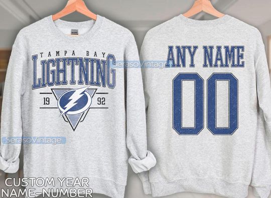 Discover Personalized Tampa Bay Lightning Sweatshirt, Tampa Bay Lightning shirt, Tampa Bay Hockey shirt, Custom Hockey Shirt, Hockey Number Shirt