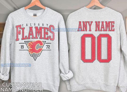 Discover Personalized Calgary Flames Sweatshirt, Calgary Flames shirt, Calgary Hockey shirt, Custom Hockey Shirt, Hockey Number Shirt