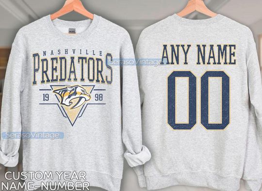 Personalized Nashville Predators Sweatshirt, Nashville Predators shirt, Nashville Hockey shirt, Custom Hockey Shirt, Hockey Number Shirt