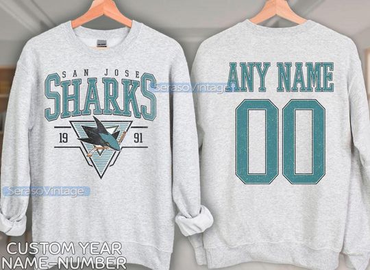 Personalized San Jose Sharks Sweatshirt, San Jose Sharks shirt, San Jose Hockey shirt, Custom Hockey Shirt, Hockey Number Shirt