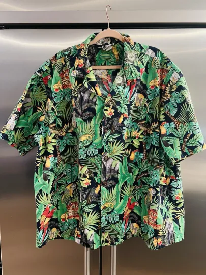 Discover Aloha Republic Hawaiian Shirt Tropical Animals Foliage Rainforest