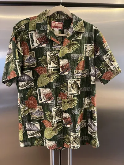 Discover RJC Hawaiian Shirt Men’s  Drum Boat Turtle Fish