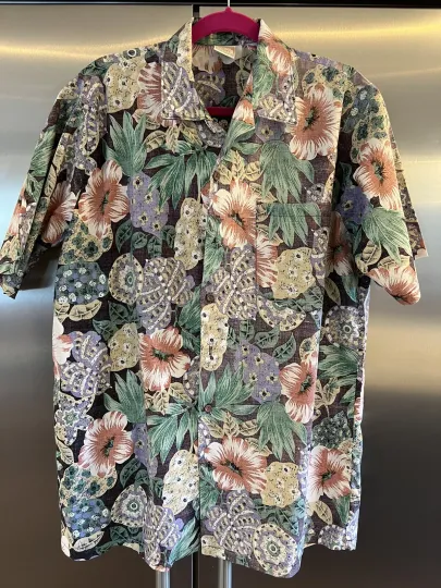 Discover Vintage Big Kanaka Corzini Floral Hawaiian Camp Shirt Mens Large Tall