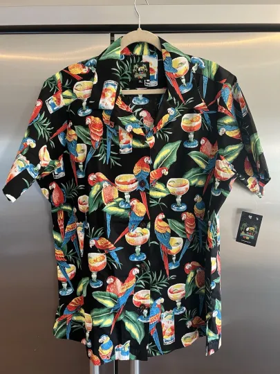 Discover New Benny's Men's Hawaiian with Parrots and Cocktails