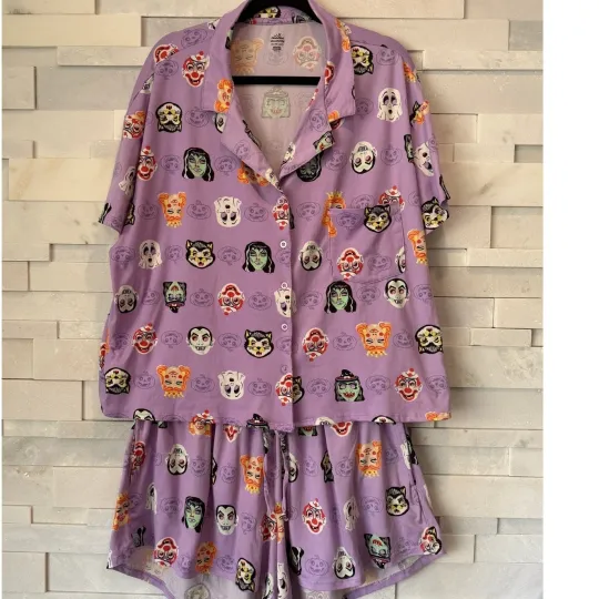 Vintage Style Monster 2 pc Drawstring Shorts Pajamas Set 2X  Witchy Halloween