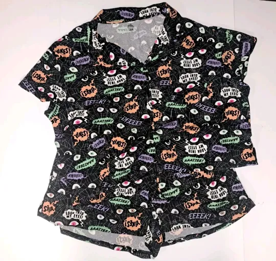Discover Halloween Horror Words 2-Piece Shorty Pajama Set Top & Shorts 3XL 22/24 #B45