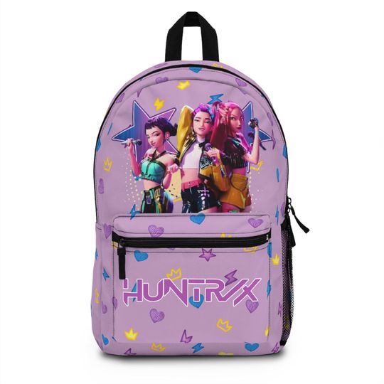 Discover Huntrix Purple Backpack, K-Pop Demon Hunter Movie Bag, Back to School Supplies, Anime Style Bookbag for Students, Fan Gift