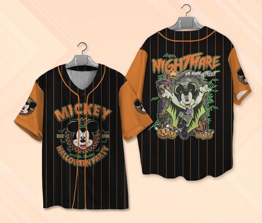 Discover Custom Mickey Halloween Baseball Jersey, Disney Halloween Party, Mickey and Friends Spooky Season, Nightmare on Main Street Halloween Shirt