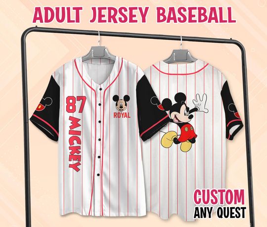 Discover Custom Disney Vintage Mickey Mouse Baseball Jersey, Custom Kid Youth Adult Baseball Jersey, Disney Mickey Jersey, Mickey Baseball Jersey