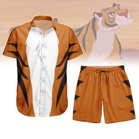 Halloween Rajah Costume Hawaiian Shirt for Men, Disney Aladdin Jasmine's Tiger Animal Kingdom