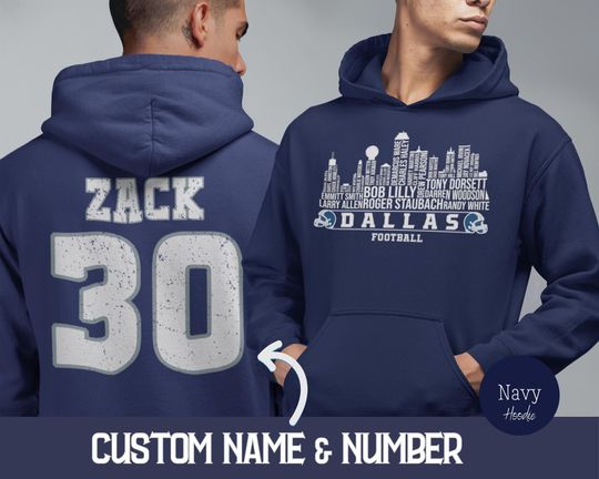 Custom Dallas Football All Time Legends Hoodie, Retro Dallas Skyline Sweatshirt, Personalized Dallas Game Day Hoodies, Dallas Football Gifts