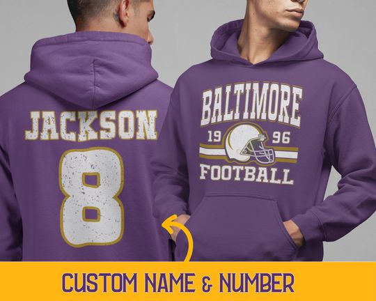 Custom Retro Baltimore Football Hoodie, Trendy Baltimore Game Day Hoodie, Personalized 80s Vintage Style, Baltimore Football Sweatshirt