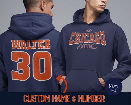 Discover Custom Chicago Football Hoodie, Trendy Chicago Game Day Hoodie, Personalized Retro Chicago Football Sweatshirt, Vintage Style Football Shirt