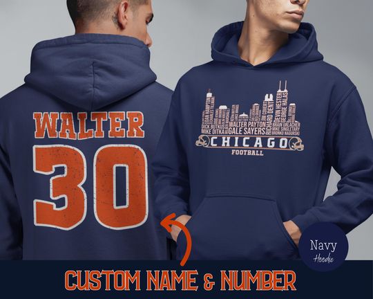 Custom Chicago Football All Time Legends Hoodie, Retro Chicago Skyline Sweatshirt, Personalized Chicago Game Day Hoodie, Retro Vintage Style